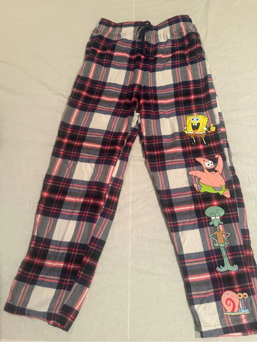 Aeropostale x Nickelodeon Spongebob Pajama Red Plaid Flannel Pants, Adult Small